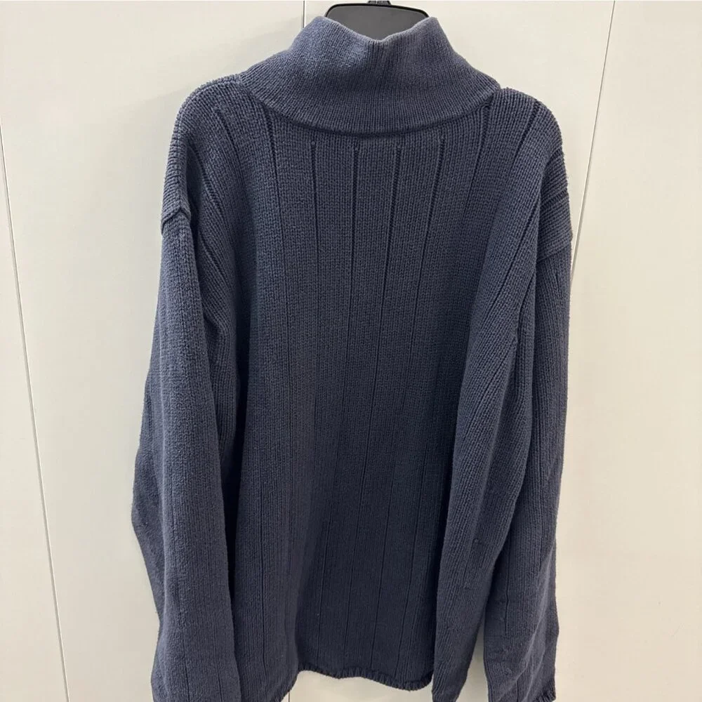 Vintage Polo Jeans Co Knit Sweater XL Navy Blue 1/4 Zip Pullover Long Sleeve Y2K